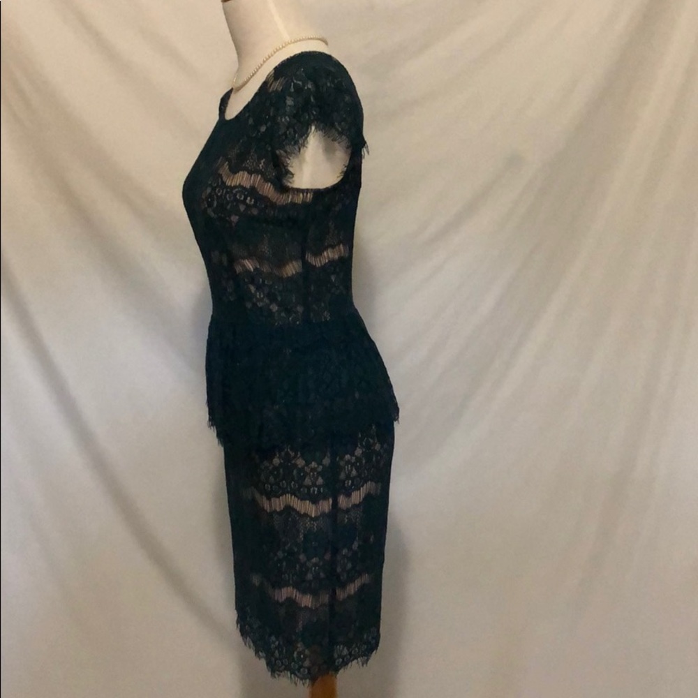 Anthropologie Maeve Elsa green peplum lace dress size xsmall - Picture 3 of 8